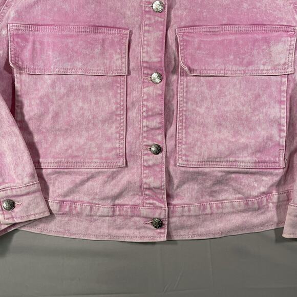 Celebrity Pink Oversize Denim Jacket Pink Acid Wash Women’s Size 2XL - Picture 2 of 9